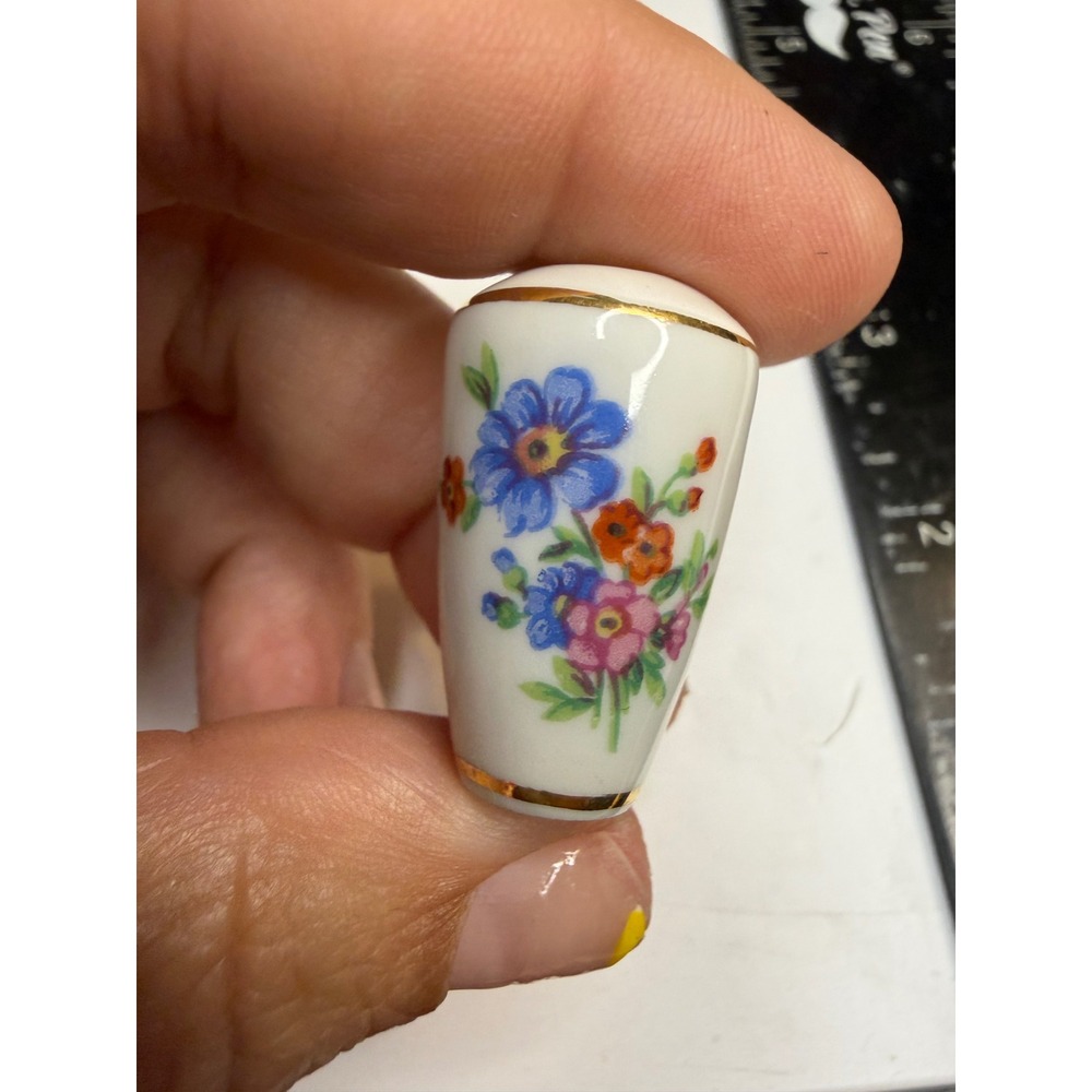 Limoges France Miniature Porcelain Bud Vase Floral Gold Gilt Trim 1.25 Inch